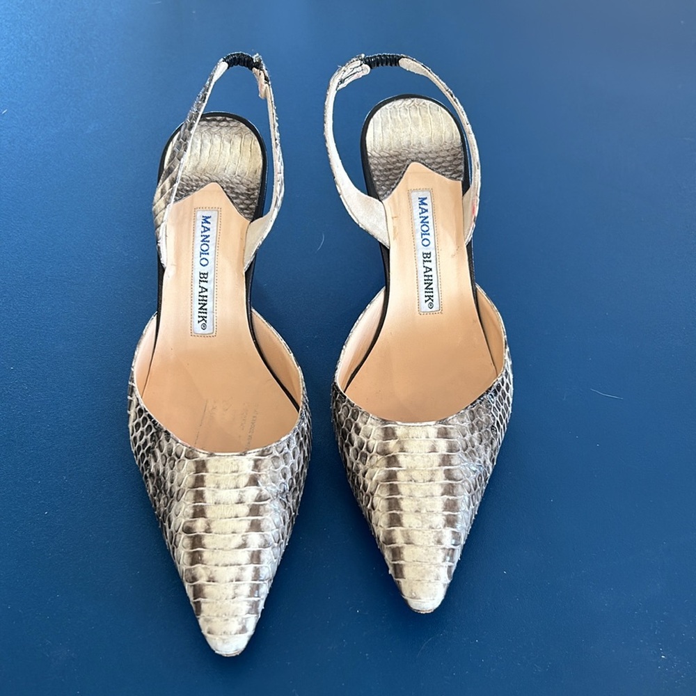 Manolo Blahnik Python 2 1/2 Slingback Heels - image 2